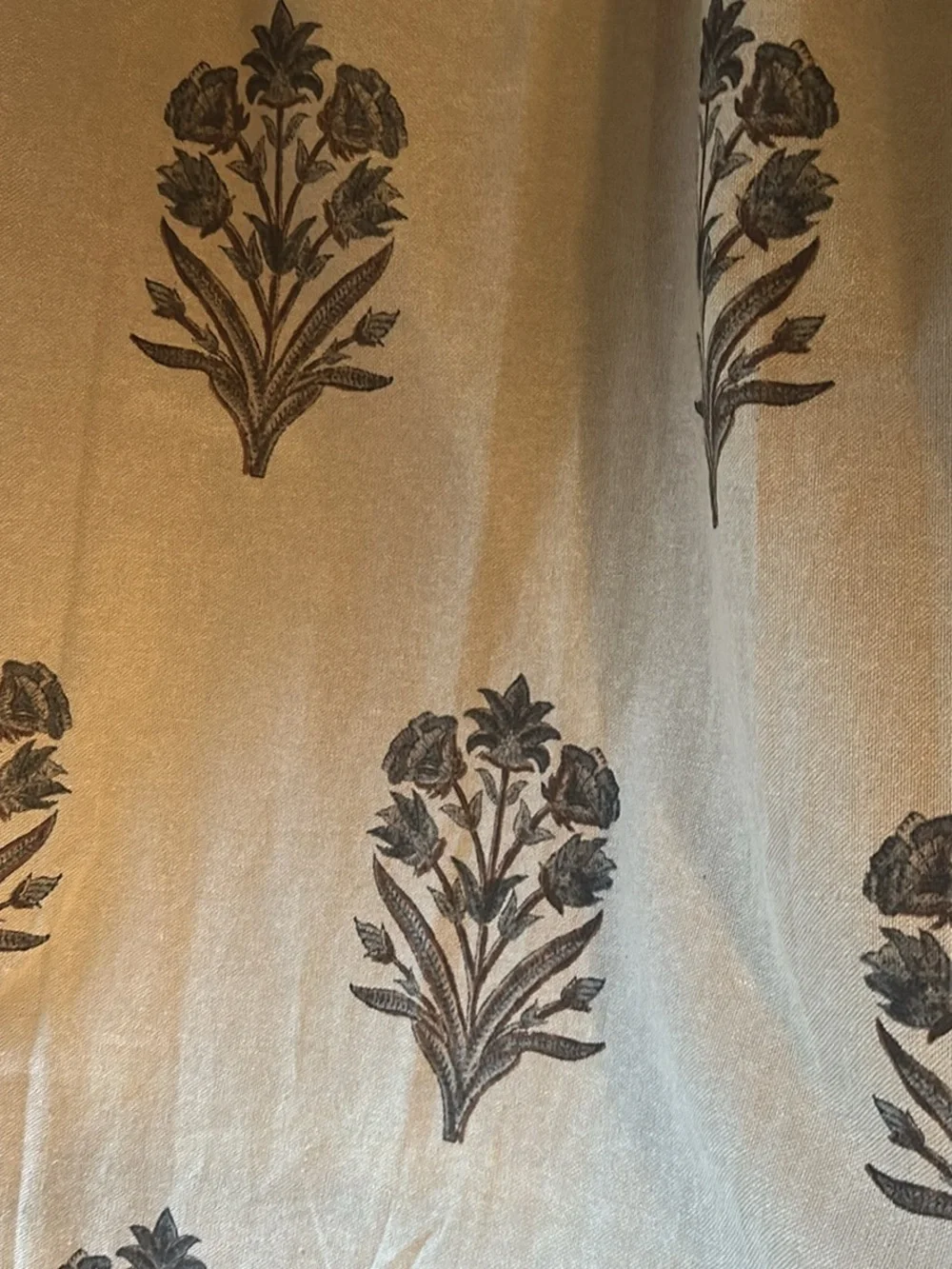 Pottery Barn Elinor Floral Mughal Curtains Set of 3 Three Black Out